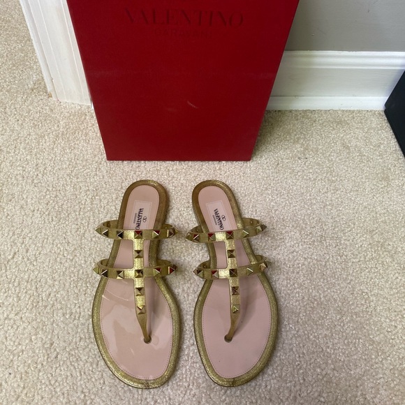 Valentino Rockstud Glitter PVC Thong Sandals - Picture 4 of 11